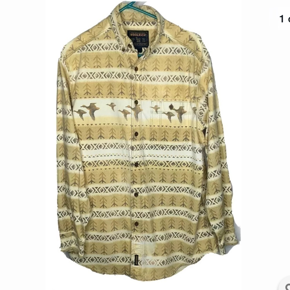 Vtg Woolrich Mens Shirt XL? Yellow Duck Aztec